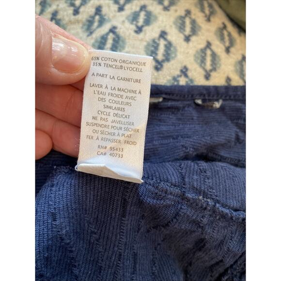 Toad Co Tank Top S Navy Blue Samba Tank Sleeveless Wave Texture Organic Stretch - Picture 12 of 12